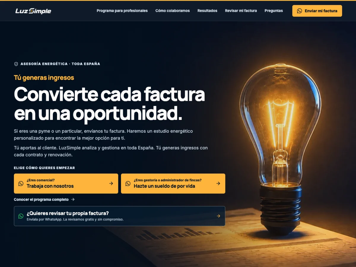 LuzSimple energy consultancy website